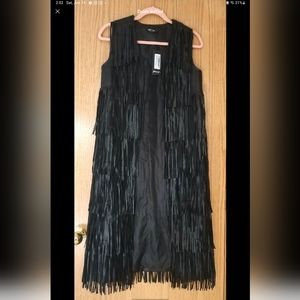 Nasty Gal Vegan Leather Fringe Duster/Vest SMALL
